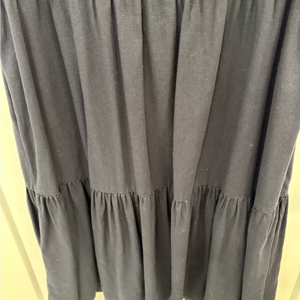 Matty M. Sleeveless Navy Blue Tiered Linen Blend Dress Size Small - Picture 10 of 12